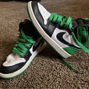 Kids Black and Green Jordan 1’s